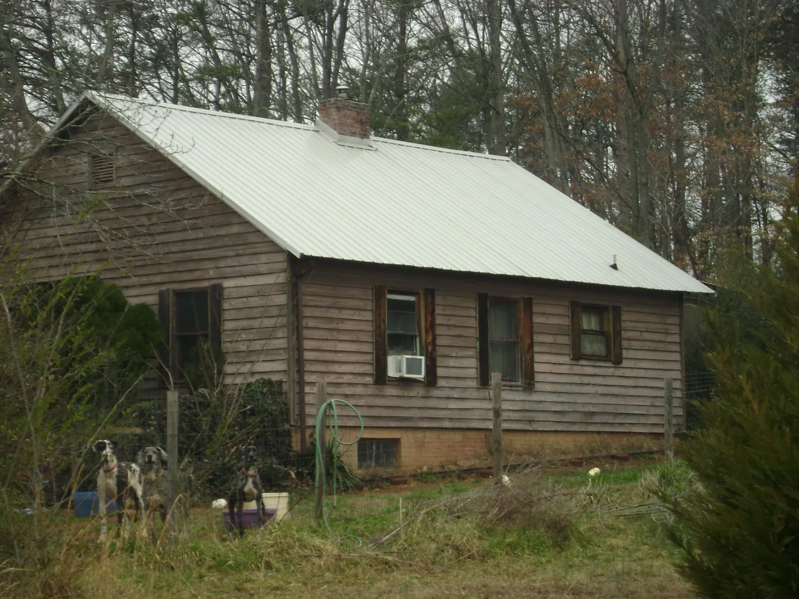 White metal roof on an old wood sided farmhouse, from a Asphalt Shingle Roof Repair job in Richmond Hill